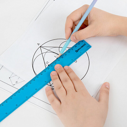 Линейка пластиковая 30 см, BRAUBERG, неоновая, ассорти, 210839