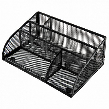 Подставка-органайзер BRAUBERG "Germanium", 5 секций, 255х180х105 мм, металл, черная, 237973