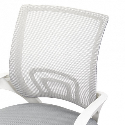 Кресло CROMEX (КРОМЕКС) "Top CH-695W", с подлокотниками, пластик белый, сетка/ткань TW, серое, 533067