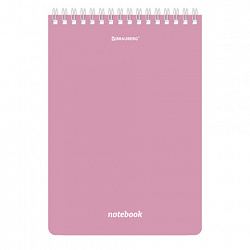 Блокнот А5 146х206 мм, 80 л., гребень, подложка, клетка, кросс-серия "МОРАНДИ", 4 цвета, BRAUBERG, 118553