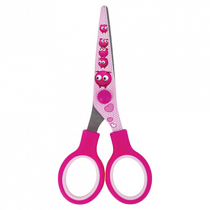 Ножницы 130 мм с цветной печатью "Поросята", розовые, закругленные, BRAUBERG KIDS, 232272