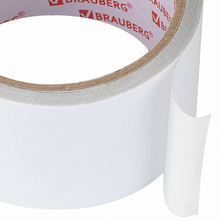 Клейкая двухсторонняя лента 50 мм х 8 м, ПОЛИПРОПИЛЕНОВАЯ ОСНОВА, 90 мкм, BRAUBERG, 600481