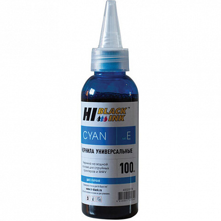 Чернила HI-BLACK для EPSON (Тип E) универсальные, голубые 0,1 л, водные, HB-EPS-C-100ML