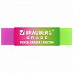 Ластик полупрозрачный BRAUBERG "Grade", 60x15x10 мм, картонный держатель, цвет ассорти, 271997