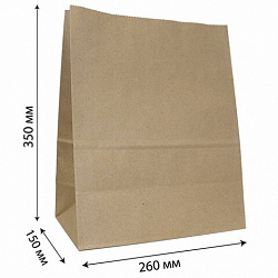 Крафт-пакет бумажный 26х15х35 см, плотность 90 г/м2, 110371