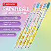 Карандаш чернографитный BRAUBERG "MARBLE", 1 шт, HB, с ластиком, корпус ассорти, 182013
