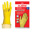Перчатки МНОГОРАЗОВЫЕ латексные LAIMA "ПРЕМИУМ", хлопчатобумажное напыление, СВЕРХПЛОТНЫЕ, размер 6,5-7, S (малый), желтые, вес 55 г, 600570