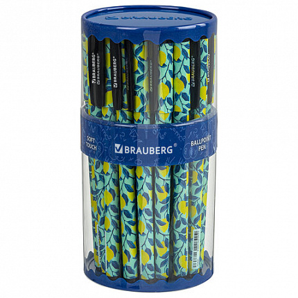 Ручка шариковая BRAUBERG SOFT TOUCH GRIP "CITRUS", СИНЯЯ, мягкое покрытие, узел 0,7 мм, 143717