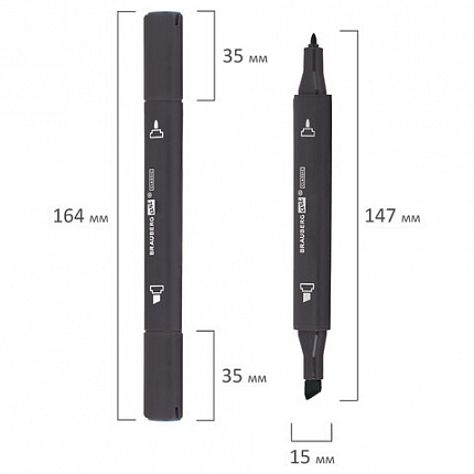 Маркер для скетчинга двусторонний 1 мм - 6 мм BRAUBERG ART CLASSIC, СЕРО-ГОЛУБОЙ 9 (BG09), 151882