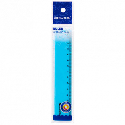 Линейка пластиковая 15 см BRAUBERG "NEON", непрозрачная, ассорти, 210750