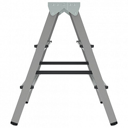 Стремянка стальная двухсторонняя 2х3 ступени, высота площадки 0,66м, алюминиевая площадка 35х16см, до 150кг, вес 4,2кг НОВАЯ ВЫСОТА, 1160203