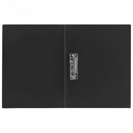 Папка с боковым металлическим прижимом STAFF, черная, до 100 листов, 0,5 мм, 229233