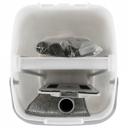 Швабра с отжимом и ведром 11л/9л, двухкамерное, ProClean, насадка из микрофибры карманы с 2-х сторон, белый, LAIMA, 607979