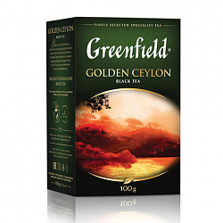 Чай листовой GREENFIELD "Golden Ceylon ОРА" черный цейлонский крупнолистовой 100 г, 0351