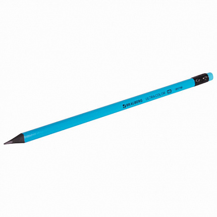 Набор карандашей чернографитных BRAUBERG "ULTRA COLOR" 12 шт., HB, с ластиком, пластиковые, 181710