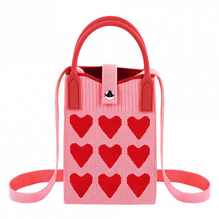 Сумочка-органайзер повседневная HEIKKI KNIT (ХЕЙКИ) кросс боди, вязаная, 17х12х5 см, "Hearts", 273795