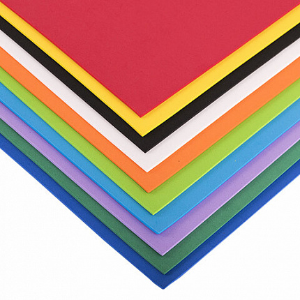 Пористая резина/фоамиран А4, 2 мм, НАБОР №1, 10 листов, 10 цветов, яркие цвета, ОСТРОВ СОКРОВИЩ, 660073