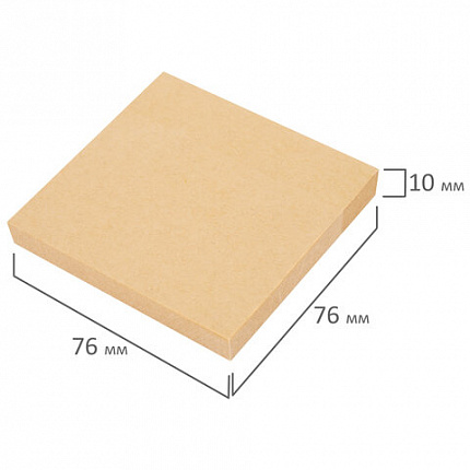 Блок самоклеящийся крафтовая бумага (стикеры) BRAUBERG KRAFT, 76х76 мм, 100 листов, 115203