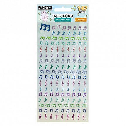 Наклейки гелевые "Яркое ассорти", 17,5х9 см, ассорти 8 видов, FUNSTER (ФАНСТЕР), 666101