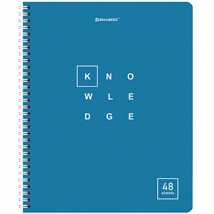 Тетрадь А5 48 л. BRAUBERG, гребень, клетка, обложка картон, "Knowledge" (микс в спайке), 404339