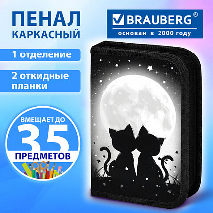 Пенал BRAUBERG, 1 отделение, 2 откидные планки, полиэстер, 21х14 см, "Долгожданная встреча", 274592