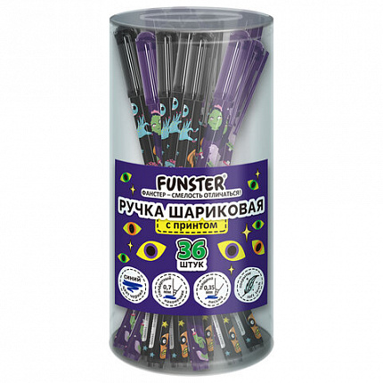 Ручка шариковая с принтом FUNSTER STICK "MONSTERS", СИНЯЯ, SOFT TOUCH покрытие, узел 0,7 мм, линия 0,35 мм, 144390