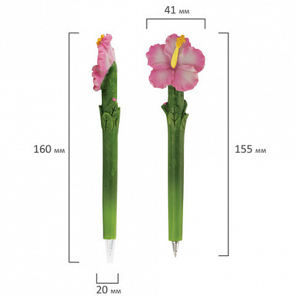 Ручка фигурная "ЦВЕТОЧКИ", СИНЯЯ, 4 дизайна ассорти, линия письма 0,5 мм, дисплей, BRAUBERG, 142775