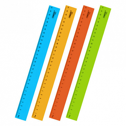 Линейка пластиковая 30 см ПИФАГОР, неоновая, ассорти, 210838