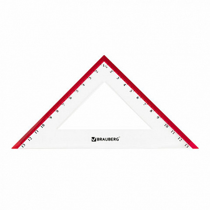 Набор чертежный большой BRAUBERG "Crystal" (линейка 30 см, 2 угольника, транспортир), выделенная шкала, 210297