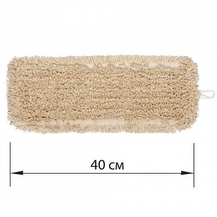 Насадка МОП плоская для швабры/держателя 40 см, уши/карманы (ТИП У/К), нашивной хлопок, LAIMA EXPERT, 605303