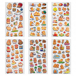 Наклейки зефирные "Капибары", 18х9,5 см, ассорти 6 видов, FUNSTER (ФАНСТЕР), 666093