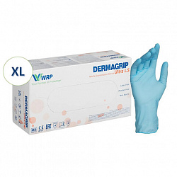 Перчатки нитриловые смотровые, 90 пар (180 штук), повышенная чувствительность, размер 9-10, XL (очень большой), DERMAGRIP Ultra, D1104-27