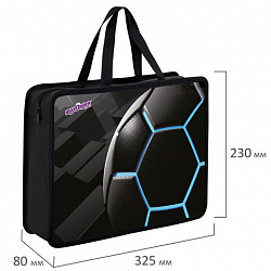 Папка на молнии с ручками ЮНЛАНДИЯ А4, 1 отделение, пластик, 80 мм, "Soccer ball", 274489