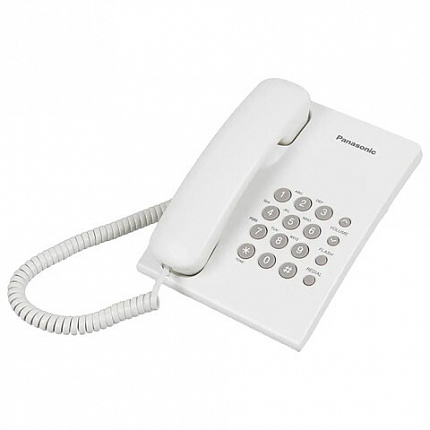 Телефон PANASONIC KX-TS2350RUW, белый, повторный набор, тональный / импульсный режим