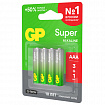 Батарейки КОМПЛЕКТ 4 шт., GP Super G-Tech, AAA (LR03,24А), алкалиновые, мизинчиковые, ПРОМО 3+1, 24A3/1-2CR4