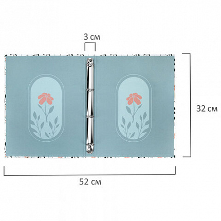 Папка-портфолио универсальная, 4 кольца, 20 файлов, 7БЦ матовая, BRAUBERG "Flowers", 117556