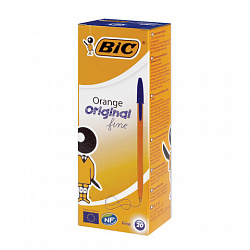 Ручка шариковая BIC "Orange", СИНЯЯ, корпус оранжевый, узел 0,8 мм, линия письма 0,3 мм, 8099221