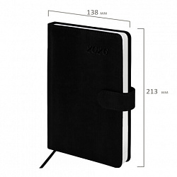 Ежедневник датированный 2026 А5 138x213 мм, BRAUBERG "Legend", под кожу, застежка, черный, 117070