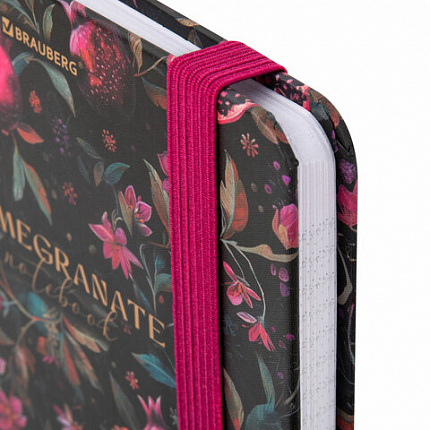 Блокнот с резинкой в клетку 96 л., МАЛЫЙ ФОРМАТ А6, 109х148 мм, твердая обложка, BRAUBERG, "Гранаты", 116331