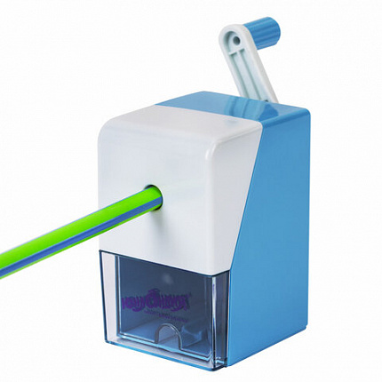 Точилка механическая ЮНЛАНДИЯ "Пастель", для чернографитных и цветных карандашей, корпус голубой, 272001