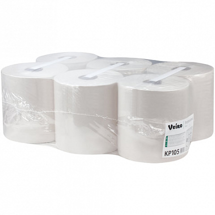 Полотенца бумажные с центральной вытяжкой 300 м, VEIRO (Система M2) BASIC, 1-слойные, цвет натуральный, КОМПЛЕКТ 6 рулонов, KP105