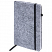 Блокнот А5 138x213 мм BRAUBERG "Voylok", войлок, резинка, держатель, 80 л., клетка, серый, 117135