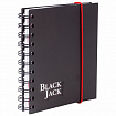 Блокнот МАЛЫЙ ФОРМАТ А6, 105х148 мм, 150 л., гребень, пластик, клетка, BRAUBERG, "Black Jack", 125388