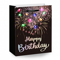 Пакет подарочный (1 штука) 26x13x32 см (L), "LED Bag", черный, ЗОЛОТАЯ СКАЗКА, 700836