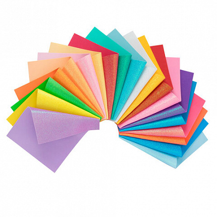 Пористая резина/фоамиран А4, 2 мм, НАБОР, 20 листов, 20 цветов, пастельные цвета, блестки, ОСТРОВ СОКРОВИЩ, 665665