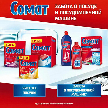 Ополаскиватель для мытья посуды в посудомоечных машинах 750 мл, СОМАТ, 2312112