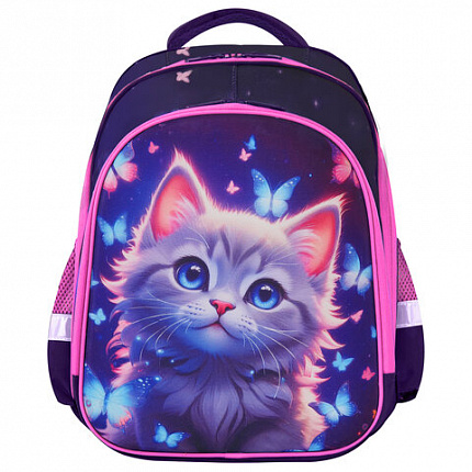 Ранец BRAUBERG KIDS STANDARD, 2 отделения, "Любознательный кот", 36х28х14 см, 273145