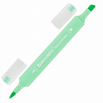 Набор текстовыделителей двусторонних (скошенный/кисть) 6 ПАСТЕЛЬНЫХ ЦВЕТОВ, АССОРТИ, BRAUBERG TIP-D, трехгранный корпус, 152533