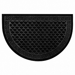 Коврик придверный 60х90 см, ЧЕРНЫЙ, грязезащитный, 430 г/м2, ПОЛУКРУГ, фактурный рисунок ЧЕШУЙКИ, ЛЮБАША, 701051