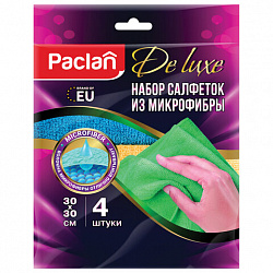 Салфетки из МИКРОФИБРЫ универсальные 30х30 см, КОМПЛЕКТ 4 шт., Practi Microfiber, 240 г/м2, PACLAN, 74825, 410261